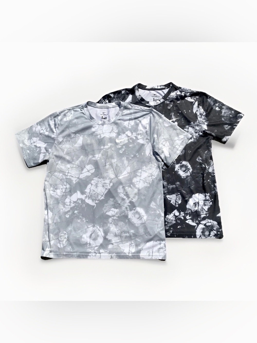 Nike Dri-FIT Training Men's XL Slim DR7545 Gray/Black 2pc Tees Crack Glass AOP